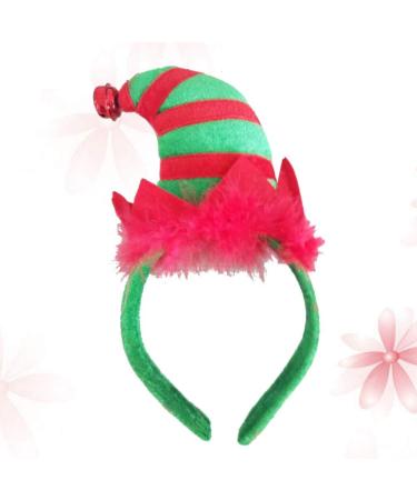 Lurrose Christmas Headband Elf Hat Hair Hoop Cute Bell Hairband Elves Party Hats with Jingle Bells Feather for Santa Party Carnival Costume - Buy Online on GoSupps.com