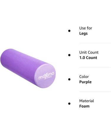 Maximo Fitness Fascia Roll - Medium Hard Massage Roller for Spine Back Legs & Arms (45x15 cm) - Ideal for Yoga Pilates & Post-Sport Recovery - Purple - Buy Online on GoSupps.com