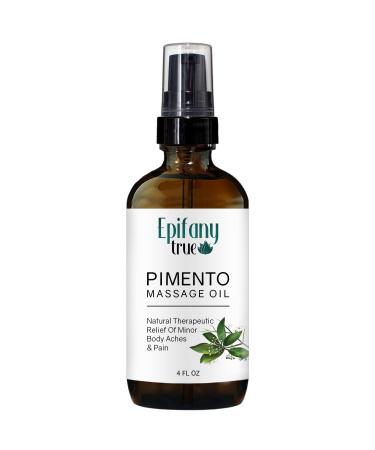 Natural Pimento Massage Oil 4oz | Moisturizing Soothing Muscle & Joint Relief | Refreshing Mint Scent | Pimento Oil (Allspice) Jamaican Black Castor Oil Peppermint Lemongrass 4 Ounce