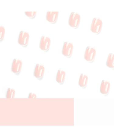 Mouyouglow Short Squoval Nude French Press-On Nails | White Tip Acrylic Fake Nails with Glue - Perfect for Effortless Style - Buy Online on GoSupps.com