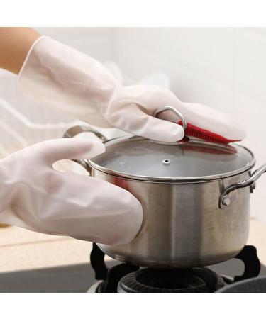 Magic Dish Washing Gloves Silicone Rubber Cleaning Brush Scrubber Kitchen Accessories (Purple) - Buy Online on GoSupps.com