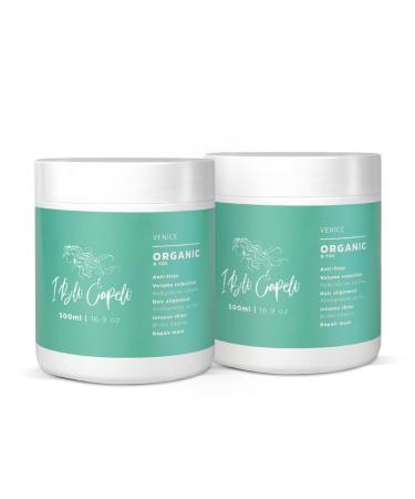 Belli Capelli Venice Hair Organic (Pack of 2) - Capilar Para El Cabello - Organic & Natural Brazilian Keratin- Anti-Frizz Volume Reduction Smoothing-2 Pack (17.6 oz/500 g)