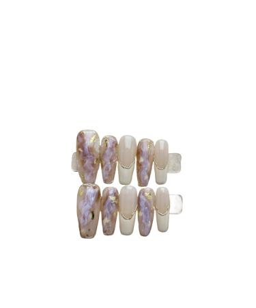 Handmade Nail Wearing French Ink Halo Dyed Leopard Versatile High Grade Nail Factory Straight (Size : M)