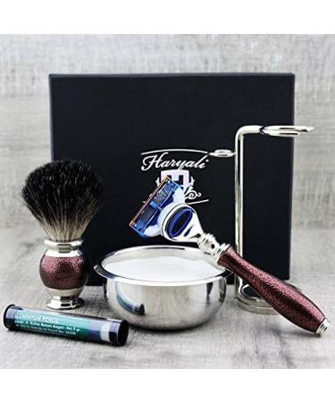 5-Piece Maroon Antique Shaving Set for Men | Razor & Black Badger Hairbrush | Perfect Gift Idea - Buy Online on GoSupps.com