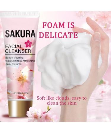 Cherry Blossoms Face Wash Exfoliating Hydrating Foaming Cream Face Cleanser Facial Cleanser for Double Cleansing Makeup Remover Deep Cleaning Balance Oil Water Non-Irritating & Hypoallergenic - Buy Online on GoSupps.com
