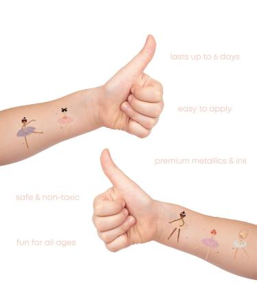 Flash Tattoos BALLERINA Kids Variety Set - 25 Metallic Tattoos for Birthday Party Favors and Ballerina Party Supplies - Buy Online on GoSupps.com