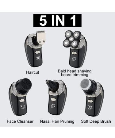 5D Floating Heads Electric Shaver - 5 in 1 Rechargeable Razor & Hair Clipper for Men | Nose & Ear Trimmer & Facial Cleaning Brush - International Shipping - Buy Online on GoSupps.com