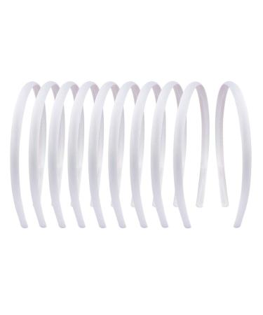 Suyegirl 20 PCS 1 CM White Plain Satin Headbands Fabric Hard Head Bands Solid Color White Hoop DIY Craft Hairbands Hair Pieces for Women Girls