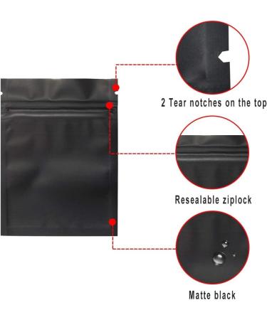 100 Pack 3.3x5.1 Inch Resealable Smell Proof Mylar Bags - Matte Black Foil Pouch for Storage - Buy Online on GoSupps.com