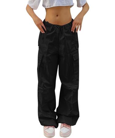 Y2K Women s Parachute Cargo Pants - Baggy Vintage Jeans & Track Pants - 90s E-Girl Streetwear - Black Lang A1-M - Buy Online on GoSupps.com