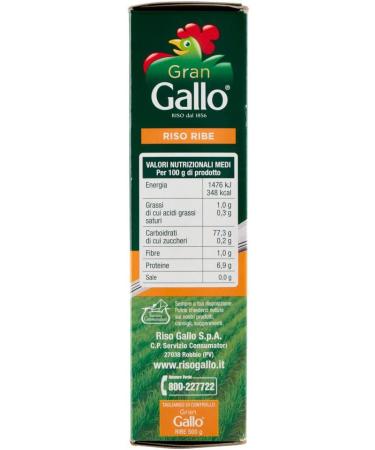  Italian Gourmet E.R. Gran Gallo Riso Ribe - 100% Italian Rice - Ideal for any type of recipe - Cooking time 15 minutes - 500g pack + 400g box - Buy Online on GoSupps.com
