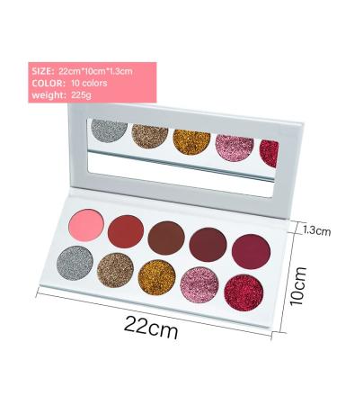 Waterproof Eyeshadow Palette - 10 Highly Pigmented Colors & Pressed Glitters | Long-Lasting Shimmery Matte Shades for Stunning Eyes - Buy Online on GoSupps.com