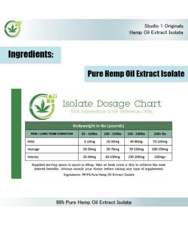 Studio 1 Originals LLC Hemp Extract Powder - 100% Pure Isolate 2g (2000mg) - Stress, Migraine, and Sleep Aid - Buy Online on GoSupps.com