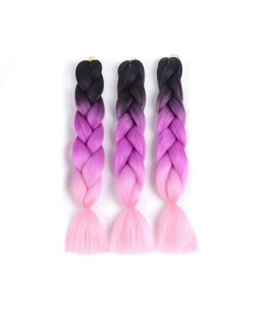 Buy Showjarlly Kanecalon Hair Extensions - 24 Ombre Jumbo Braid Box Braids in Black/Purple/Red/Light Pink | International Shipping Available - Buy Online on GoSupps.com