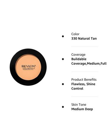 Revlon ColorStay Pressed Powder Natural Tan (330) - Oil-Free, Fragrance-Free, Noncomedogenic Face Makeup, 0.3 Oz - Buy Online on GoSupps.com