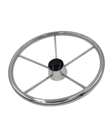 ISURE MARINE 13-1/2 Inch 5-Spoke Destroyer Style Stainless Boat Steering Wheel for Boat, Yacht
