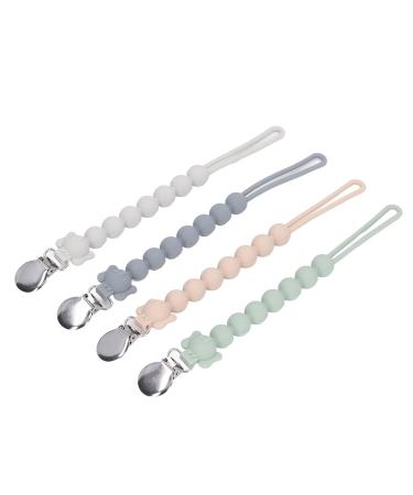 Pack of 4 Elephant Design Pacifier Chains - Soft Silicone Clips for Teething Rings | Prevent Jamming - Ideal Baby Accessory - Buy Online on GoSupps.com
