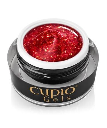 Cupio Glitter Glam Builder Gel Sassy 15ml - Red Glitter Builder Gel for Nail Extension and Strengthening - UV/LED Builder Gel with Shimmering Self-Smoothing Medium Viscosity