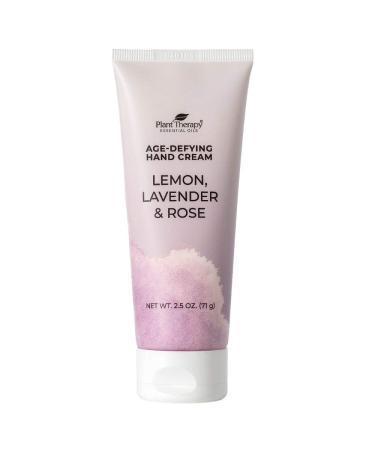 Plant Therapy Lemon, Lavender & Rose Age-Defying Hand Cream 2.5 oz Creamy, Hydrating & Softening for Glowing Skin