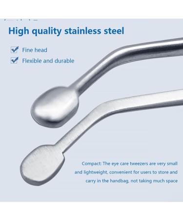 Dajidafu Stainless Steel Eyelid Precision Tweezers Eye Clogging Removal Cleaning Clamps Tools with Non-Slip Handle Personal Care Small Round Tip - Buy Online on GoSupps.com