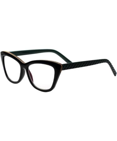 Huicai Women's Cat Eye Vintage Reading Glasses - Stylish Portable Readers in Black & Army Green | Magnification 1.0 to 4.0 - Buy Online on GoSupps.com