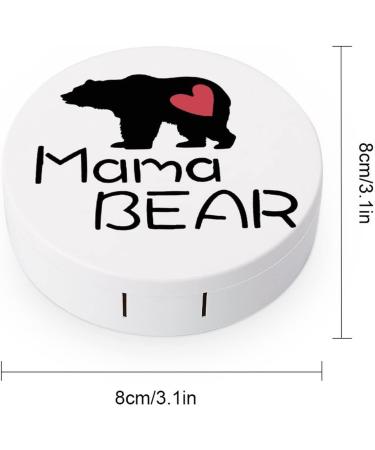 Mama Bear Heart Round Case For Contact Lens Kit Storage Box with Mirror Printed - Buy Online on GoSupps.com