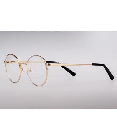 Edison & King Delight Reading Glasses - Stylish Round Metal +2.00 dpt for Men & Women | Premium Gold-Antique Lenses - Buy Online on GoSupps.com