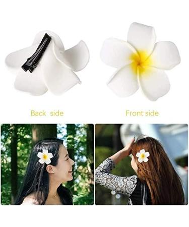 Teogneot Plumeria Flower Hair Clips - 10 Piece Set | Hawaiian Bridal Accessories & Beach Hair Decorations for Women & Girls - Buy Online on GoSupps.com