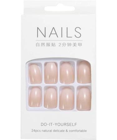Brishow Short Fake Nails Peach Gradient Ballerina - 24pcs Full Cover Acrylic Stick on Nails for Women and Girls - Buy Online on GoSupps.com
