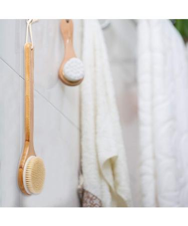 Zhurson Dry Body Brush - Natural Bristle Back & Shower Brush with Long Wooden Handle for Exfoliation Blood Circulation & Lymphatic Support - Buy Online on GoSupps.com