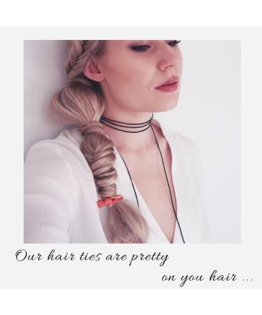 Cute Knotted Ribbon Hair Ties Set - 20 Pcs Elastic Hair Bands for Girls, Bridesmaids, and Toddlers - Dark Colors - Buy Online on GoSupps.com