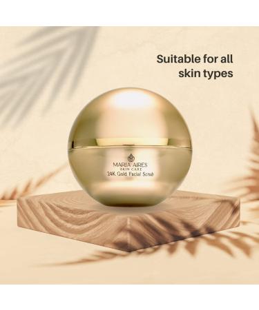 Maria Aires 24K Gold Facial Scrub - Refreshing Exfoliant for All Skin Types | Anti-Aging Vitamin E Cruelty-Free Skincare - Buy Online on GoSupps.com