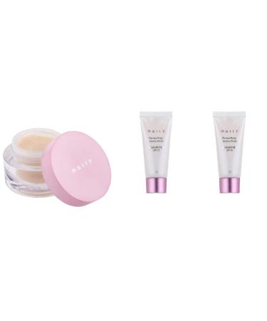 Mally Perfect Prep Poreless Face Primer or Setting Powder  Long lasting Matte Finish  Face Defender  Translucent 3 total ounces - 1 ounce jar and two 1 ounce travel tubes - great deal