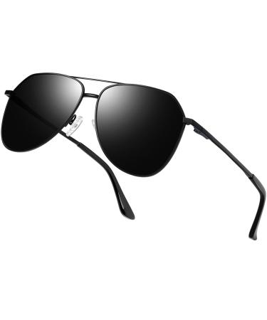 Joopin Polarised Sunglasses Mens UV Protection Al-Mg Metal Frame Double Bridge Aviation Sunglasses for Men Women Sun Glasses for Driving B01-black/Black