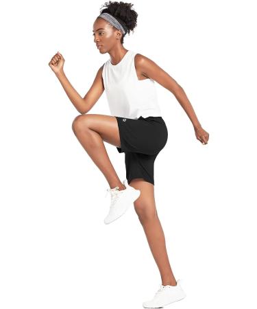 BALEAF Women's High Waisted Running Bermuda Shorts with Pockets - Black, Large - Buy Online on GoSupps.com