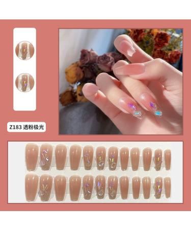 24Pcs/Set Press On Nails Pink Long False Nails Acrylic Fake Nails Full Cover Nails Tips Artificial Finger Manicure Press on nails for Women and Girls - Buy Online on GoSupps.com