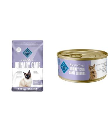 Blue Buffalo True Solutions Natural Urinary Care Dry Cat Food 15-lb + Blue Buffalo True Solutions Natural Urinary Care Adult Wet Cat Food 155g (Pack of 24) Urinary Care Large Bag+Natural Urinary Care