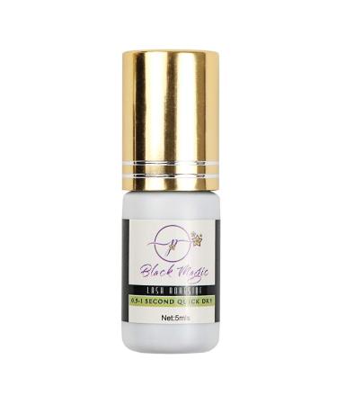 Plumerian Black Magic Lash Extension Adhesive/Cyanoacrylate and Formaldehyde Free / 0.5-1 Sec Drying Time / 6-8 Weeks Retention/Professional Use Only/Black Adhesive 5 ml