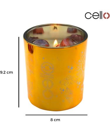 Celestial Scented Candle with Rose Quartz Gemstones | Metallic Gold Candle with Pink Crystals | Ideal Gift for Men & Women - Buy Online on GoSupps.com