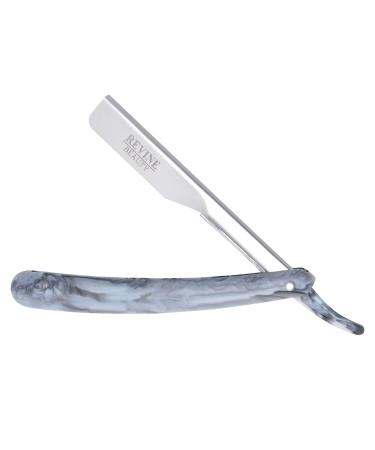 REVINE BEAUTY Barber Straight Razor - Professional Cut throat Premium Quality Plastic Handle Shaving Razor, 10 Double Edge Blades Kit By Revine Beauty (Silver)