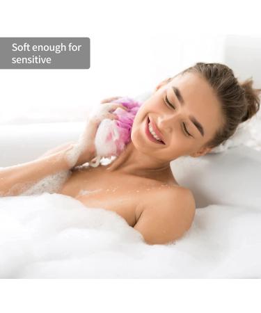 4 Pack Bathroom Shower Luffa Sponge - Peeling Body Scrubber & Long Stretch Sponge with Rope Handles for Men & Women (Pink & Gray) - Ideal for Soft Skin & Exfoliation - Buy Online on GoSupps.com