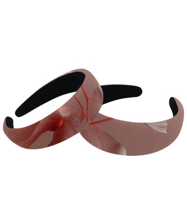 Headbands Women Hair Head Bands 2 Pieces Wide Top Turban Velvet Hair Bands Elastic Headband Pink Flower Pink Background Cute Fashion Head Wrap 2 Size Multi-colored 4