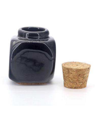 Porcelain Dappen Dish with Wooden Cap - Nail Art Acrylic Powder Tool in Cube Style (Black) - Buy Online on GoSupps.com