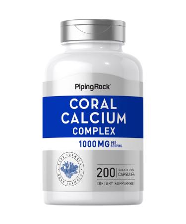 Coral Calcium 1000 mg | 200 Capsules | Bone Formula Complex | Non-GMO Gluten Free Supplement | by Piping Rock