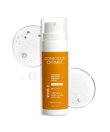Conscious Chemist Vitamin C 10% Face Serum | 30ml | Brightening & Anti-Aging Serum with Ferulic Acid | Reduces Dark Circles Fine Lines & Dullness | For Glowing Skin Men & Women