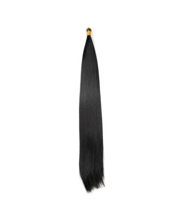 Feather Hair Extension 2 pcs Long Bone Straight Synthetic Hair Extension Easy Silky Bulk Crochet Braid Bundle Pre Stretched Fiber Braiding (Color : 1B Size : 22inches) 22inches 1B