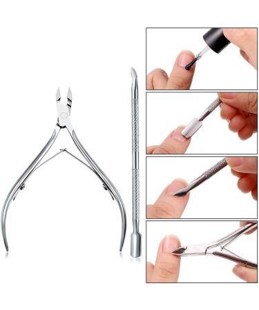 Retoo Nail Skin Remover Set - 4-Part Stainless Steel Manicure & Pedicure Tools | Nagelhautber Zange & Schere for Effortless Nail Care - Buy Online on GoSupps.com