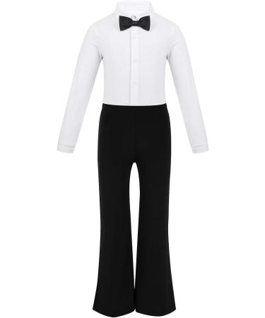 YiZYiF Kids Boys Latin Dancewear Set | Long Sleeve Dance Shirts & Pants | Modern Ballroom Salsa Tango | White | Size 10-12 Years - Buy Online on GoSupps.com