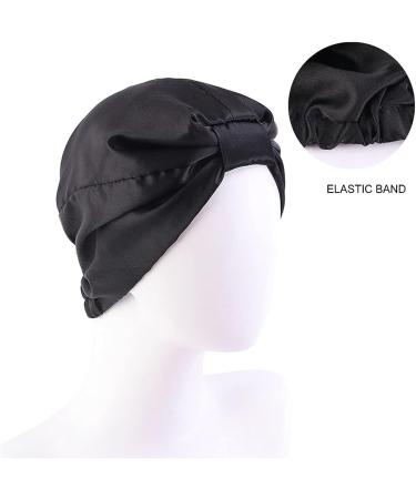Women's Black Satin Turban Night Sleep Hat - Satin Bonnet for Hair Loss - Buy Online on GoSupps.com