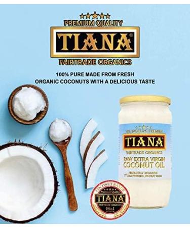 TIANA Fairtrade Organics Raw Extra Virgin Coconut Oil Voted UK no.1 for Skin Hair and Cooking 750ml Pack of 2 - Buy Online on GoSupps.com